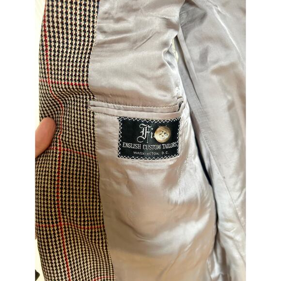 Vintage Houndstooth and Plaid Brown Men's Sport Coat Size Large | 1970's Style - Picture 8 of 10